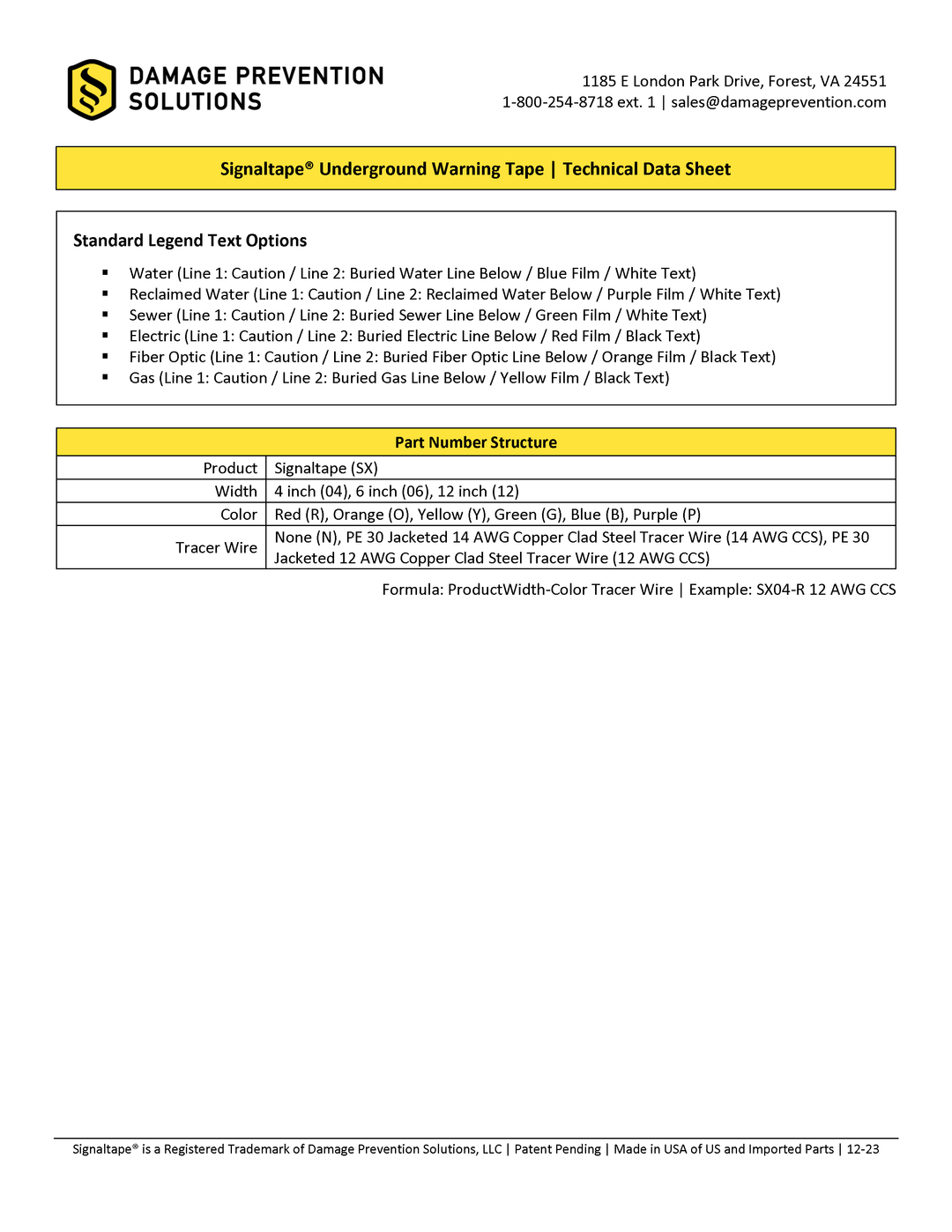 Signaltape® Underground Warning Tape Buried Utility Protection
